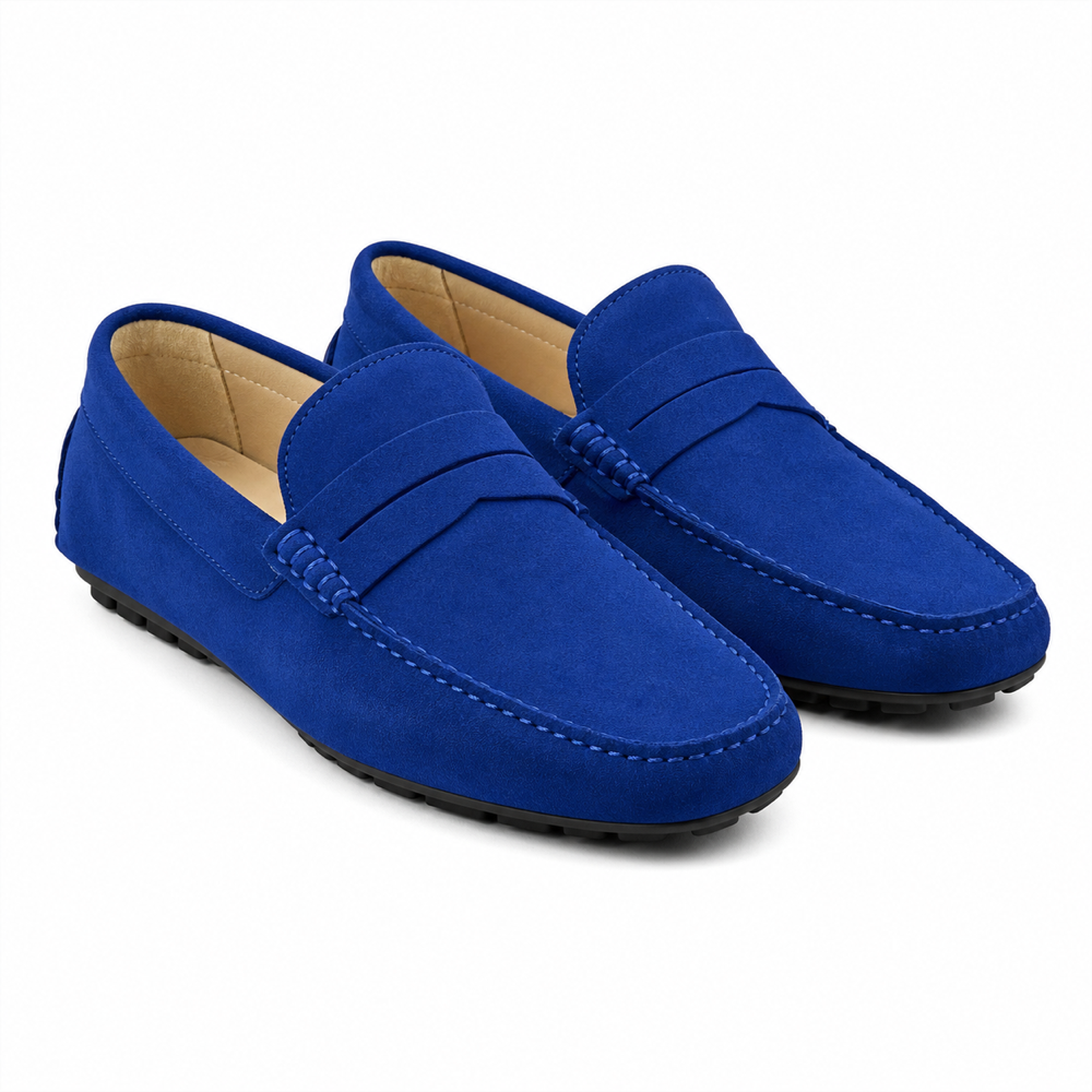 Mocassim Mota azul royal em vista principal