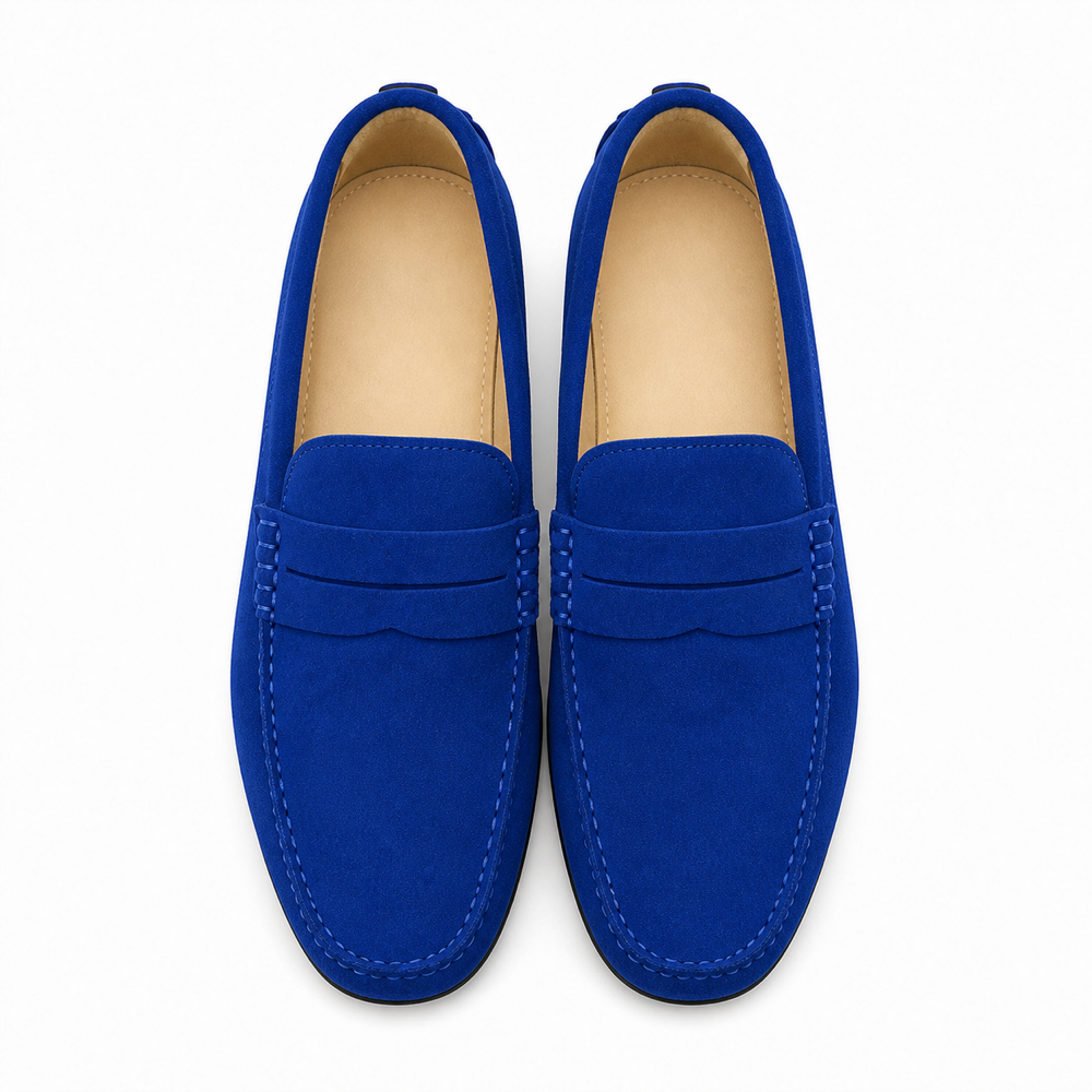 Mocassim Mota azul royal em vista superior