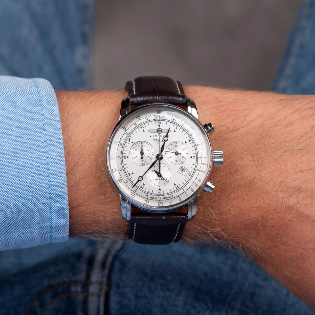 Relógio Masculino Automático Zeppelin 100 Anos Preto Cronógrafo