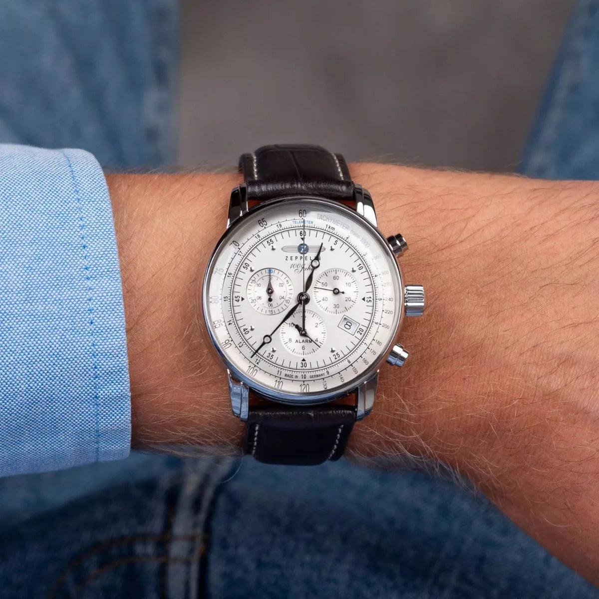 Relógio Masculino Automático Zeppelin 100 Anos Preto Cronógrafo