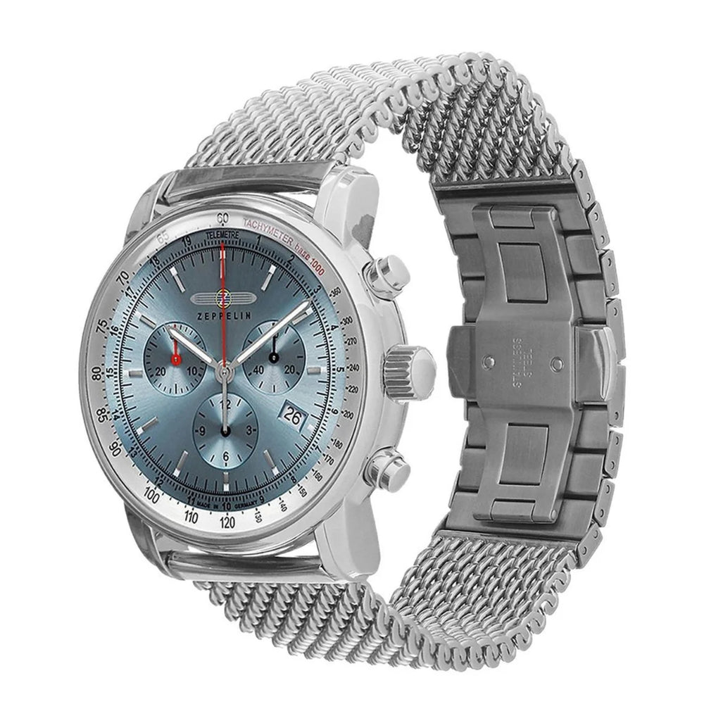 Relógio Automático Zeppelin 100 Anos Silver Blue Cronógrafo