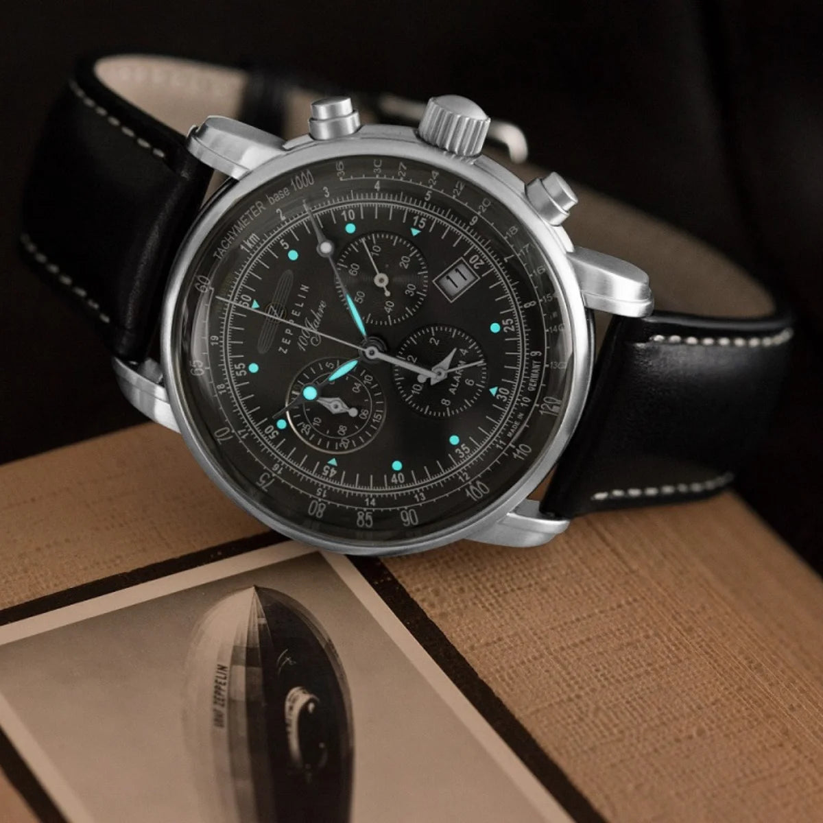 Relógio Masculino Automático Zeppelin 100 Anos Black Premium Cronógrafo