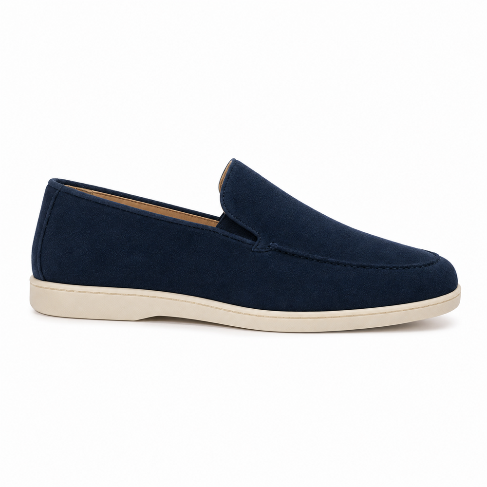 Mocassim Loafer Mota Azul-Marinho em vista lateral