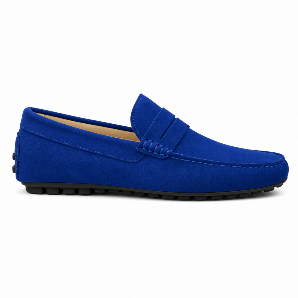 Mocassim Mota azul royal em vista lateral